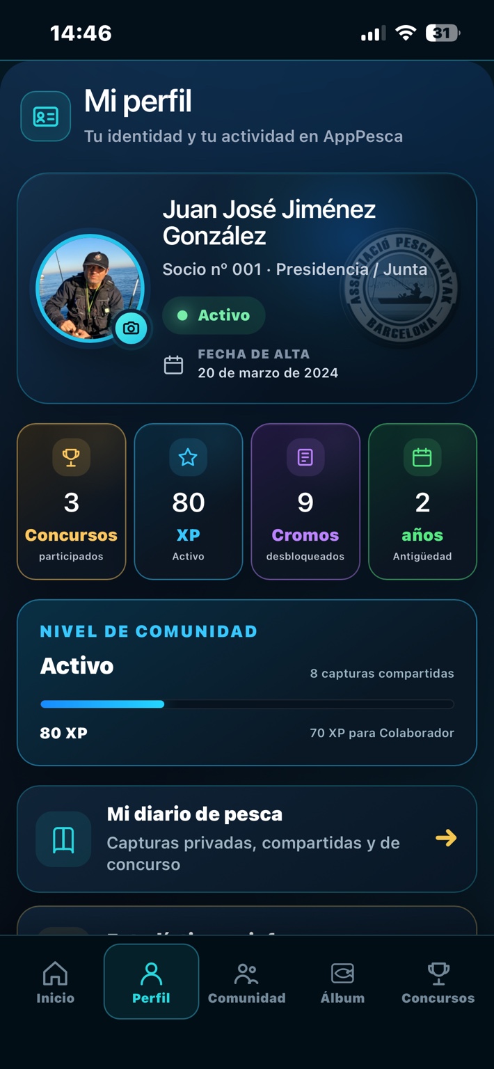Perfil de socio en AppPesca
